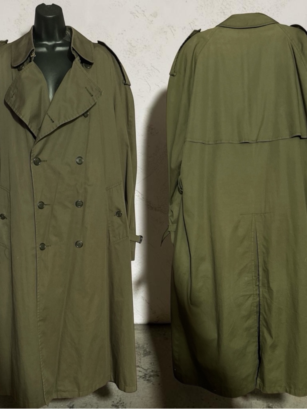 Christian Dior Men's Olive Green Double-Breasted Trench Coat w/ Lining Size 42R - Picture 2 of 8